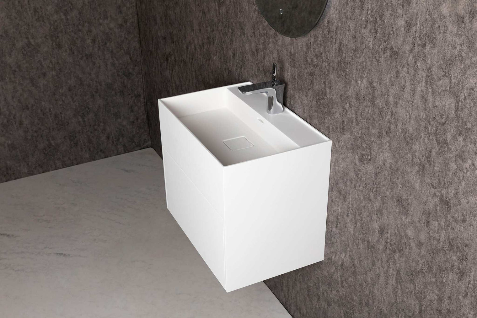 CUBE-X WM 60 w/Drawer-WALL MOUNT WASHBASINS-訂造一體無縫洗手盆,Tailor made Washbasins,waterbasin hk, 浴室物料,浴室裝修,訂造洗手盆,浴室翻新,Bathroomware ,Bespoke bathroom,浴室配件,訂造浴室潔具,訂造浴室傢俬,香港 浴室設計 公司,best custom bathroom furniture HK, Infinite Bath
