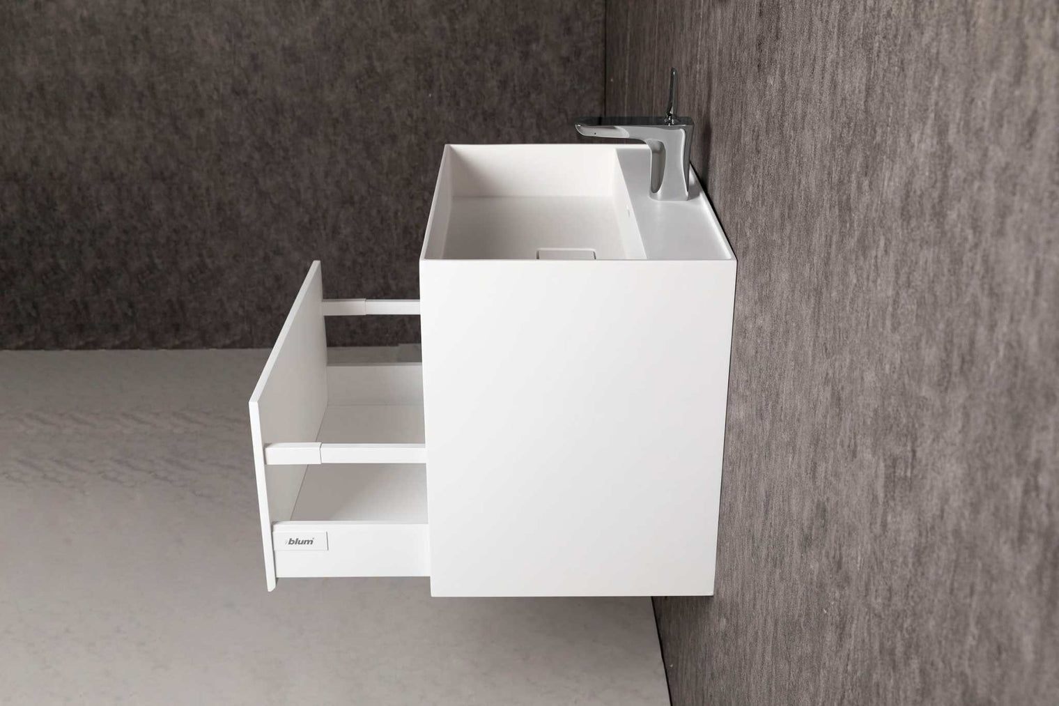CUBE-X WM 60 w/Drawer-WALL MOUNT WASHBASINS-訂造一體無縫洗手盆,Tailor made Washbasins,waterbasin hk, 浴室物料,浴室裝修,訂造洗手盆,浴室翻新,Bathroomware ,Bespoke bathroom,浴室配件,訂造浴室潔具,訂造浴室傢俬,香港 浴室設計 公司,best custom bathroom furniture HK, Infinite Bath