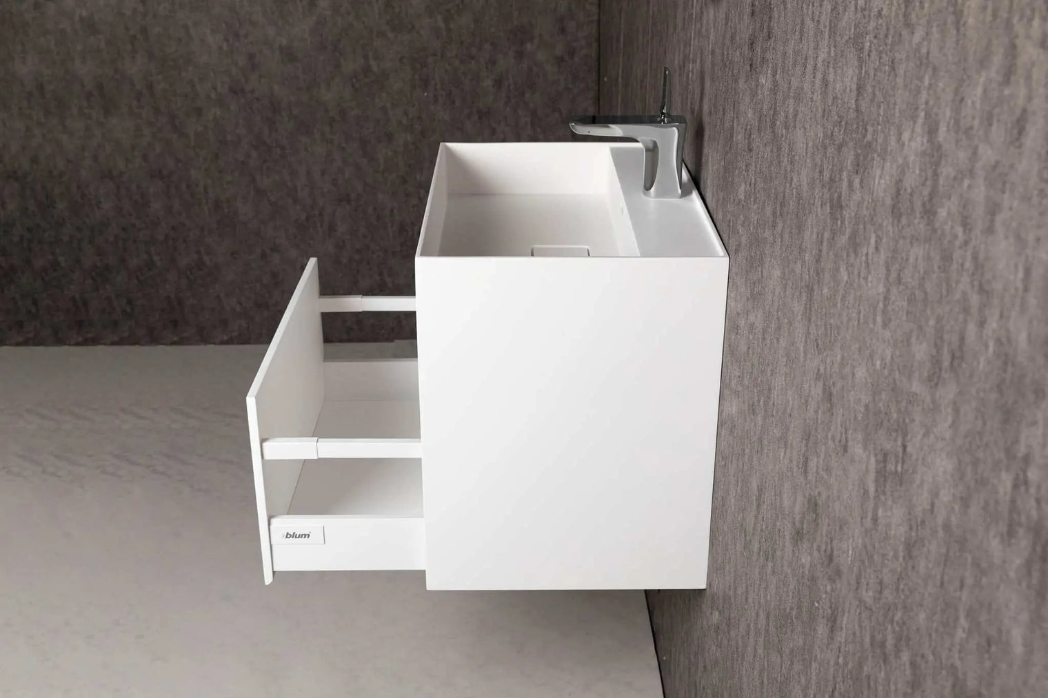 bathroom vanity CUBE-X WM 60 w/Drawer-WALL MOUNT WASHBASINS-訂造一體無縫洗手盆,Tailor made Washbasins,waterbasin hk, 浴室物料,浴室裝修,訂造洗手盆,浴室翻新,Bathroomware ,Bespoke bathroom,浴室配件,訂造浴室潔具,訂造浴室傢俬,香港 浴室設計 公司,best custom bathroom furniture HK, Infinite Bath
