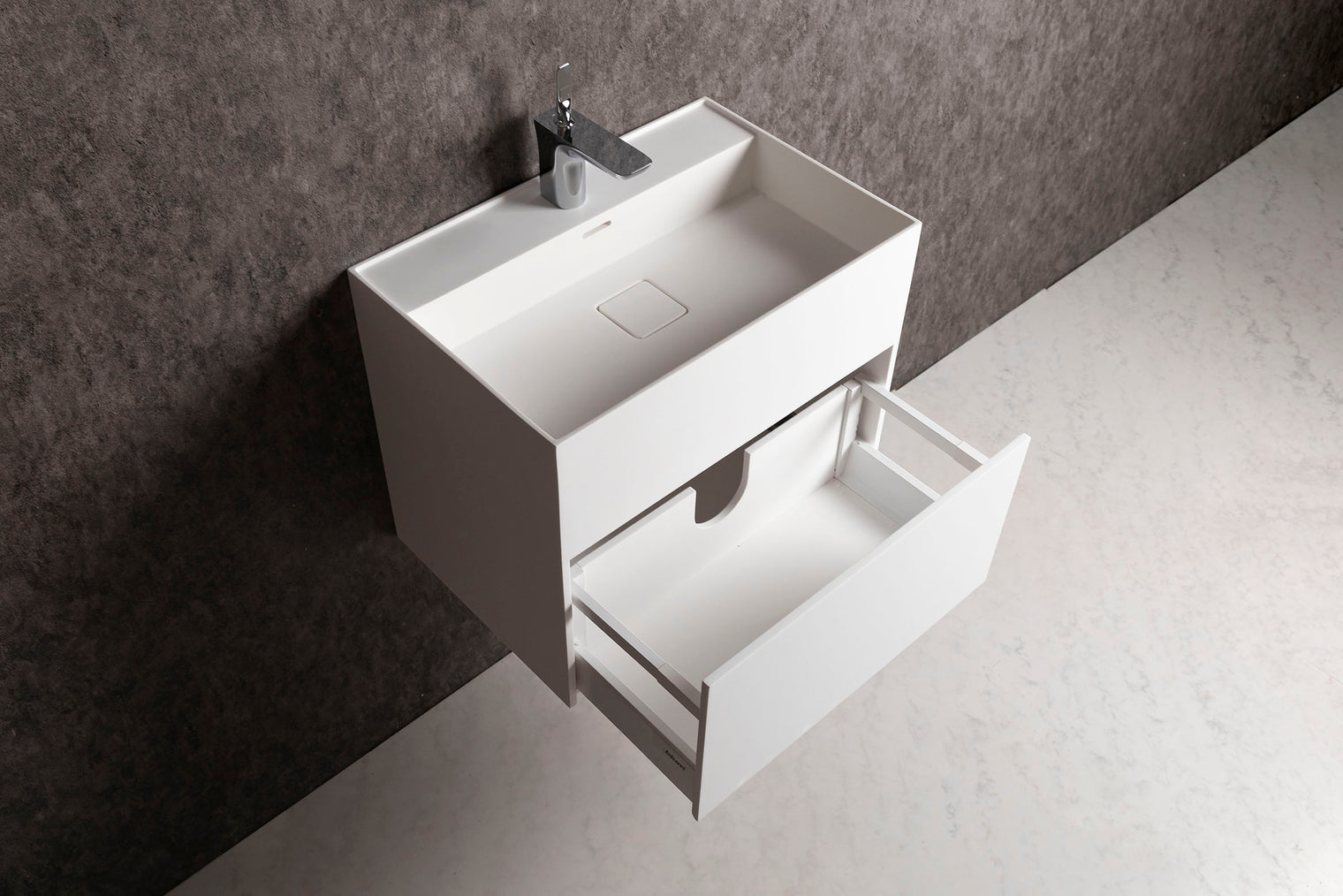 CUBE-X WM 60 w/Drawer-WALL MOUNT WASHBASINS-訂造一體無縫洗手盆,Tailor made Washbasins,waterbasin hk, 浴室物料,浴室裝修,訂造洗手盆,浴室翻新,Bathroomware ,Bespoke bathroom,浴室配件,訂造浴室潔具,訂造浴室傢俬,香港 浴室設計 公司,best custom bathroom furniture HK, Infinite Bath
