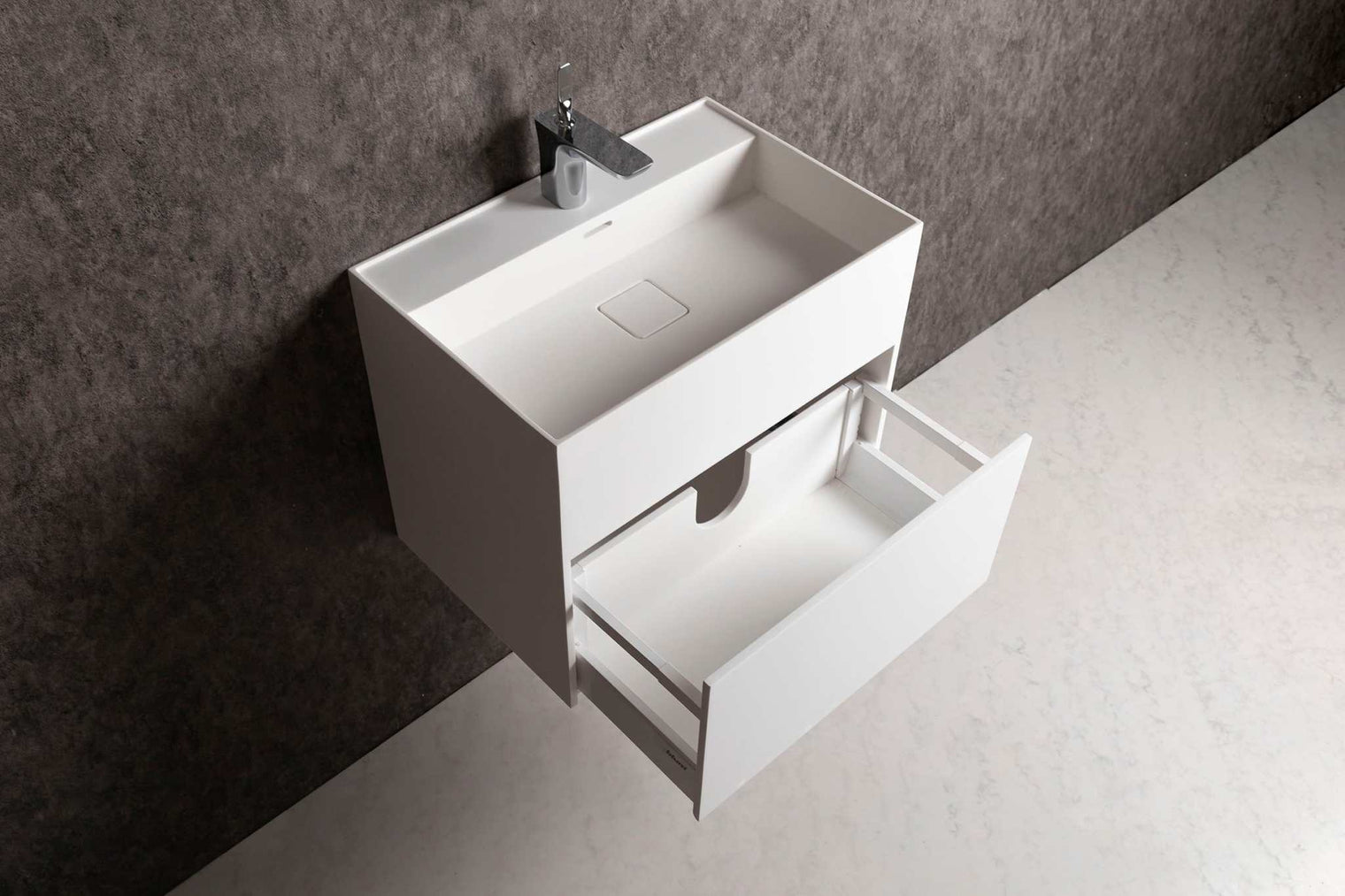 CUBE-X WM 60 w/Drawer-WALL MOUNT WASHBASINS-訂造一體無縫洗手盆,Tailor made Washbasins,waterbasin hk, 浴室物料,浴室裝修,訂造洗手盆,浴室翻新,Bathroomware ,Bespoke bathroom,浴室配件,訂造浴室潔具,訂造浴室傢俬,香港 浴室設計 公司,best custom bathroom furniture HK, Infinite Bath