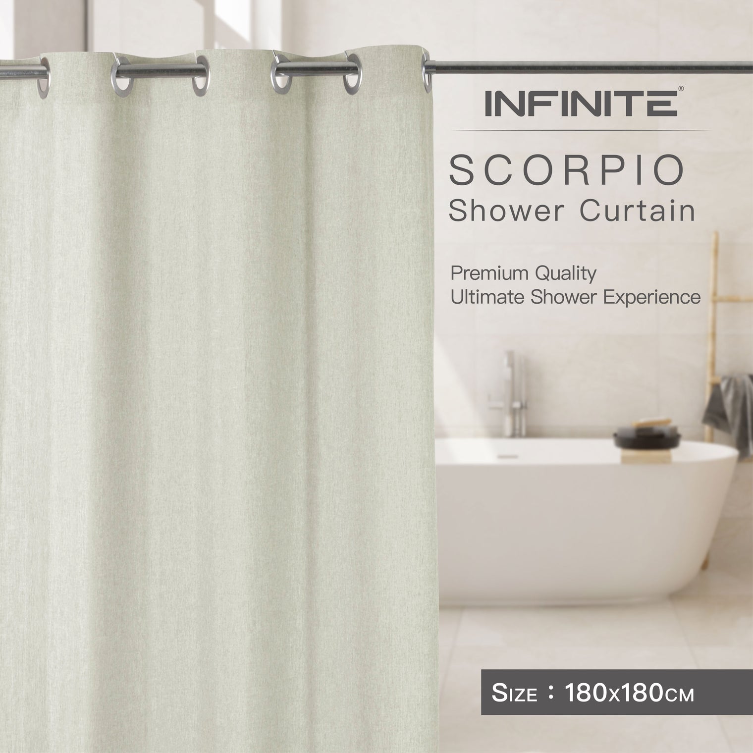 SCORPIO Shower Curtain-Shower Curtains-INFINITE-訂造洗手盆,浴室翻新, small size bathtubs, custom-made bathtub HK,freestanding bathtub Hong Kong, 獨立式 浴缸 香港, premium bathtub brands HK, Where to buy bathtubs in Hong Kong, best custom bathroom furniture HK, Infinite Bath, Infinite浴缸, Cloakroom,Vanities, Mirrors,Bathroom Furniture, 浴室裝修,浴室 櫃 訂造