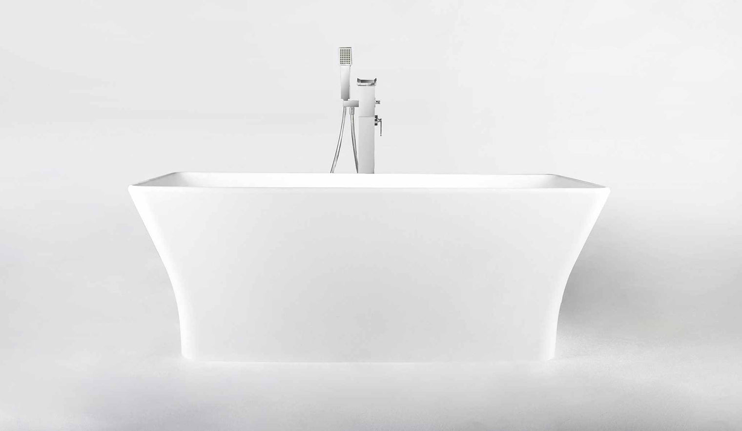 Modern white Ragusa 165 freestanding bathtubs with built-in overflow and pop-up drainage