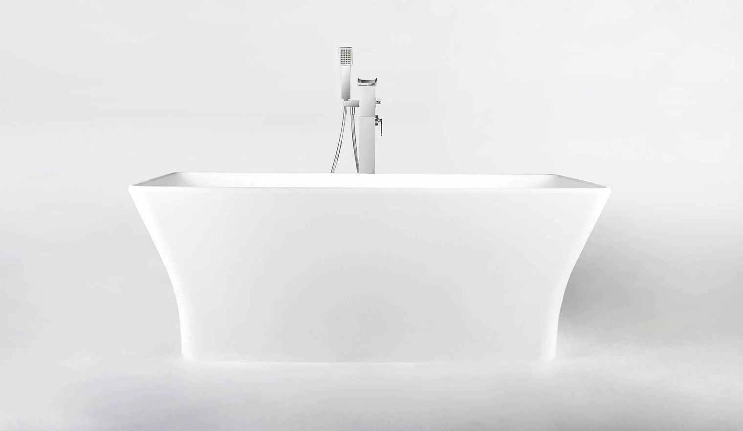 Modern white Ragusa 165 freestanding bathtubs with built-in overflow and pop-up drainage