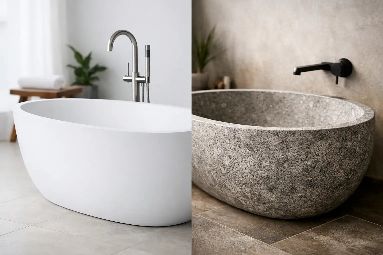 Solid Surface vs Stone Bathtub