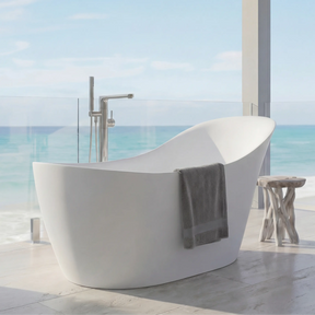 Modern freestanding bathtub with a view of the ocean