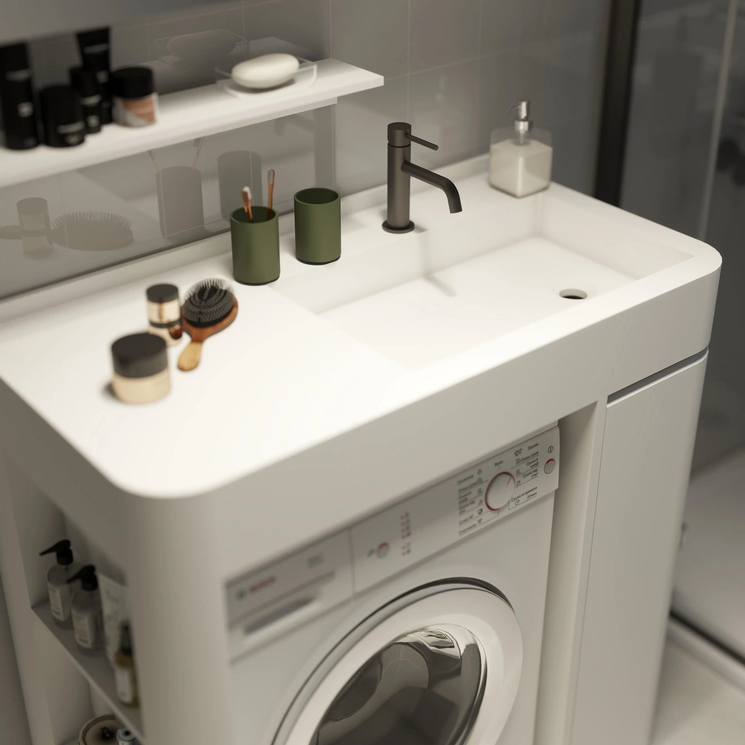 PURE Laundry Sink 100RH Double Curve Combo