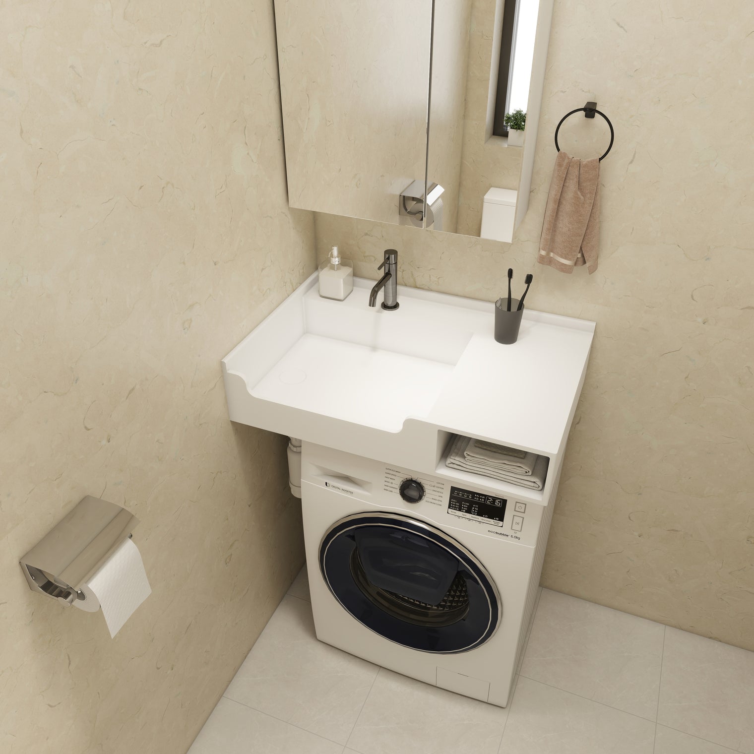 PURE Laundry Sink WM 80L w/Shelf