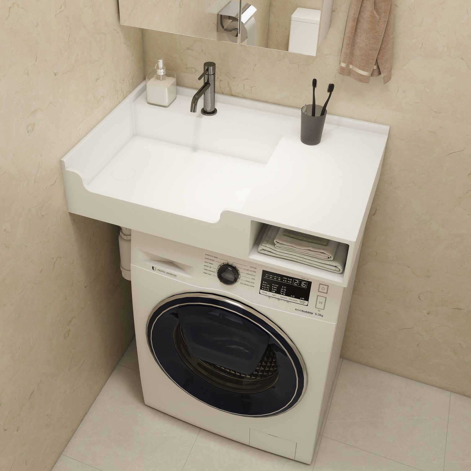 PURE Laundry Sink WM 80L w/Shelf