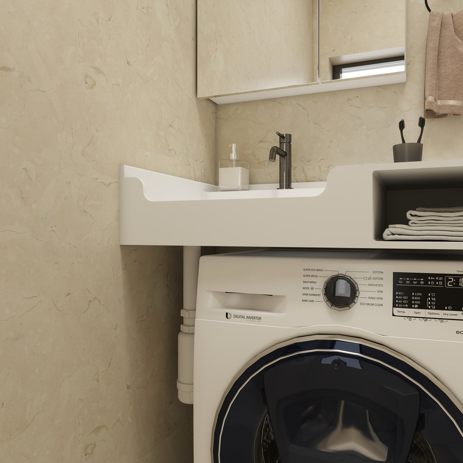 PURE Laundry Sink WM 80L w/Shelf