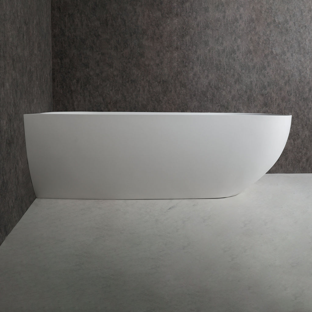 LECCO 180L Freestanding Designer Ellipse Solid Surfaces Corner Bathtub LECCO系列1米8橢圓型人造石設計師獨立角落式浴缸採用特別溢水設計
