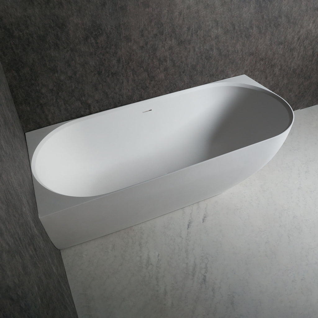 LECCO 180L Freestanding Designer Ellipse Solid Surfaces Corner Bathtub LECCO系列1米8橢圓型人造石設計師獨立角落式浴缸採用特別溢水設計