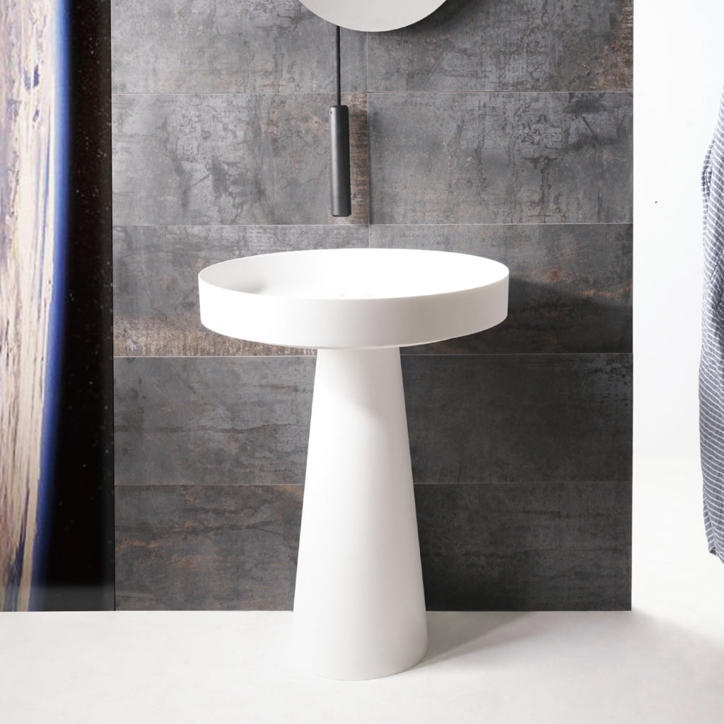 INFINITE | Float P D60 with Pedestal | Overcounter Washbasin | INFINITE Solid Surfaces