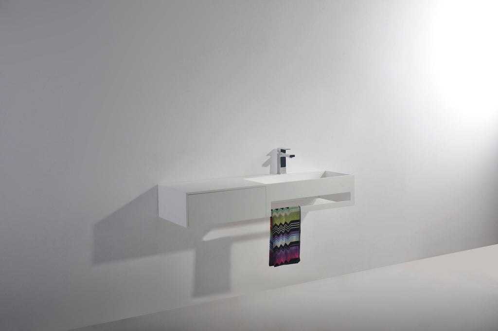 INFINITE | Pure WM 120R with Drawer | Wall Mount Washbasin | INFINITE Solid Surfaces