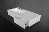 INFINITE | Vesta WM 90L with Drawer | Wall Mount Washbasin | INFINITE Solid Surfaces