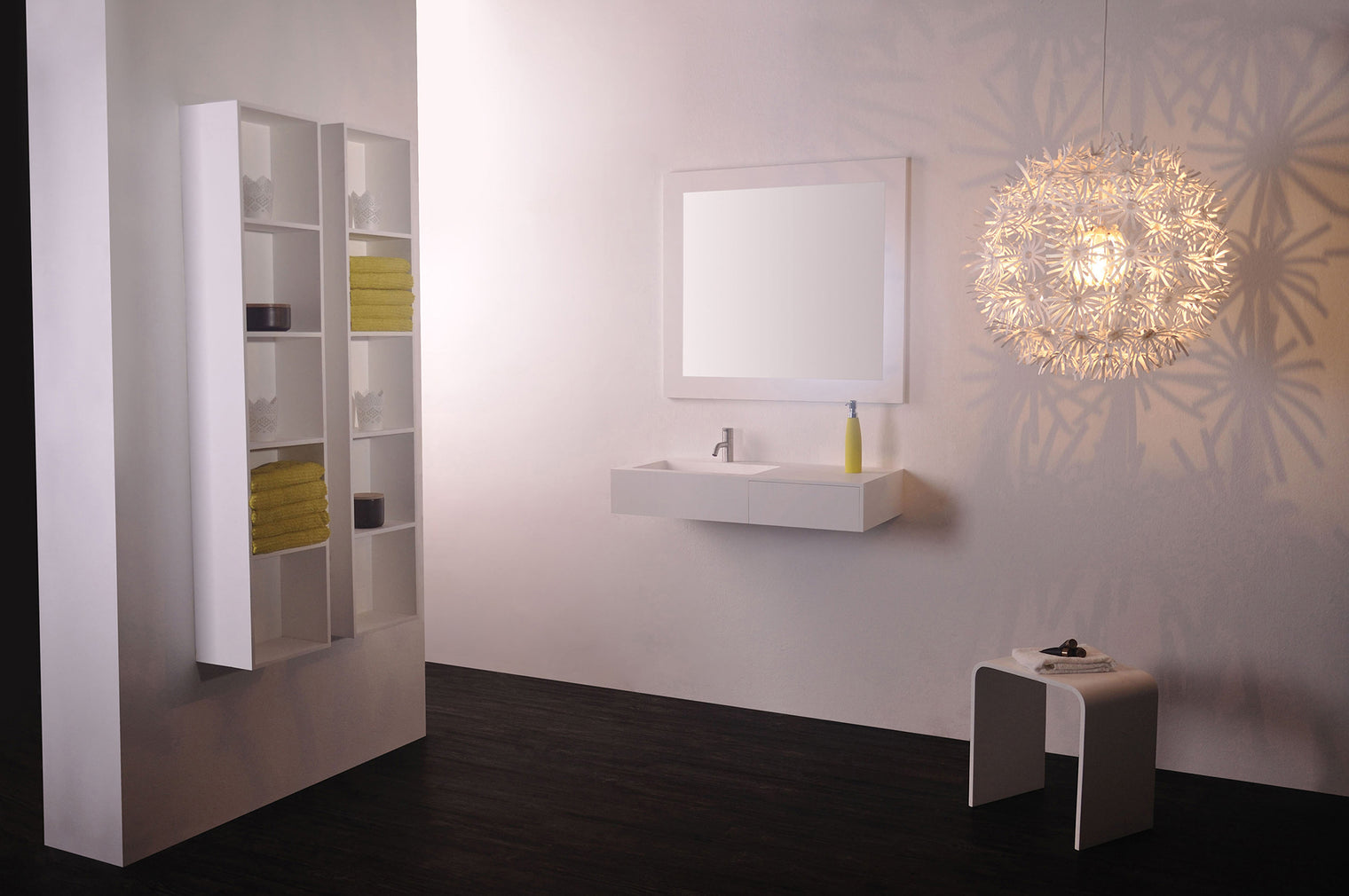 INFINITE | Vesta WM 90L with Drawer | Wall Mount Washbasin | INFINITE Solid Surfaces