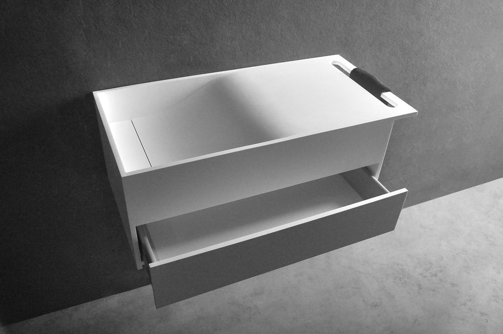 INFINITE | Christianssand WM 80L with Drawer | Wall Mount Washbasin | INFINITE Solid Surfaces
