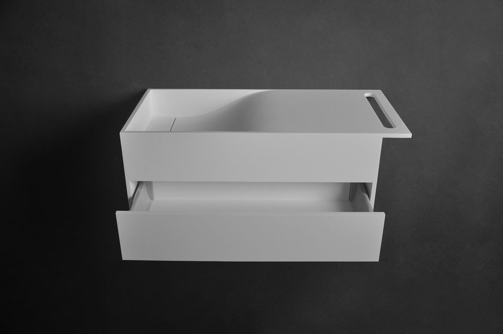 INFINITE | Christianssand WM 80L with Drawer | Wall Mount Washbasin | INFINITE Solid Surfaces