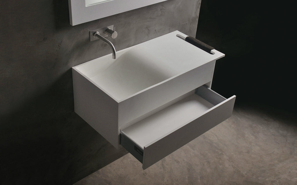 INFINITE | Christianssand WM 80L with Drawer | Wall Mount Washbasin | INFINITE Solid Surfaces