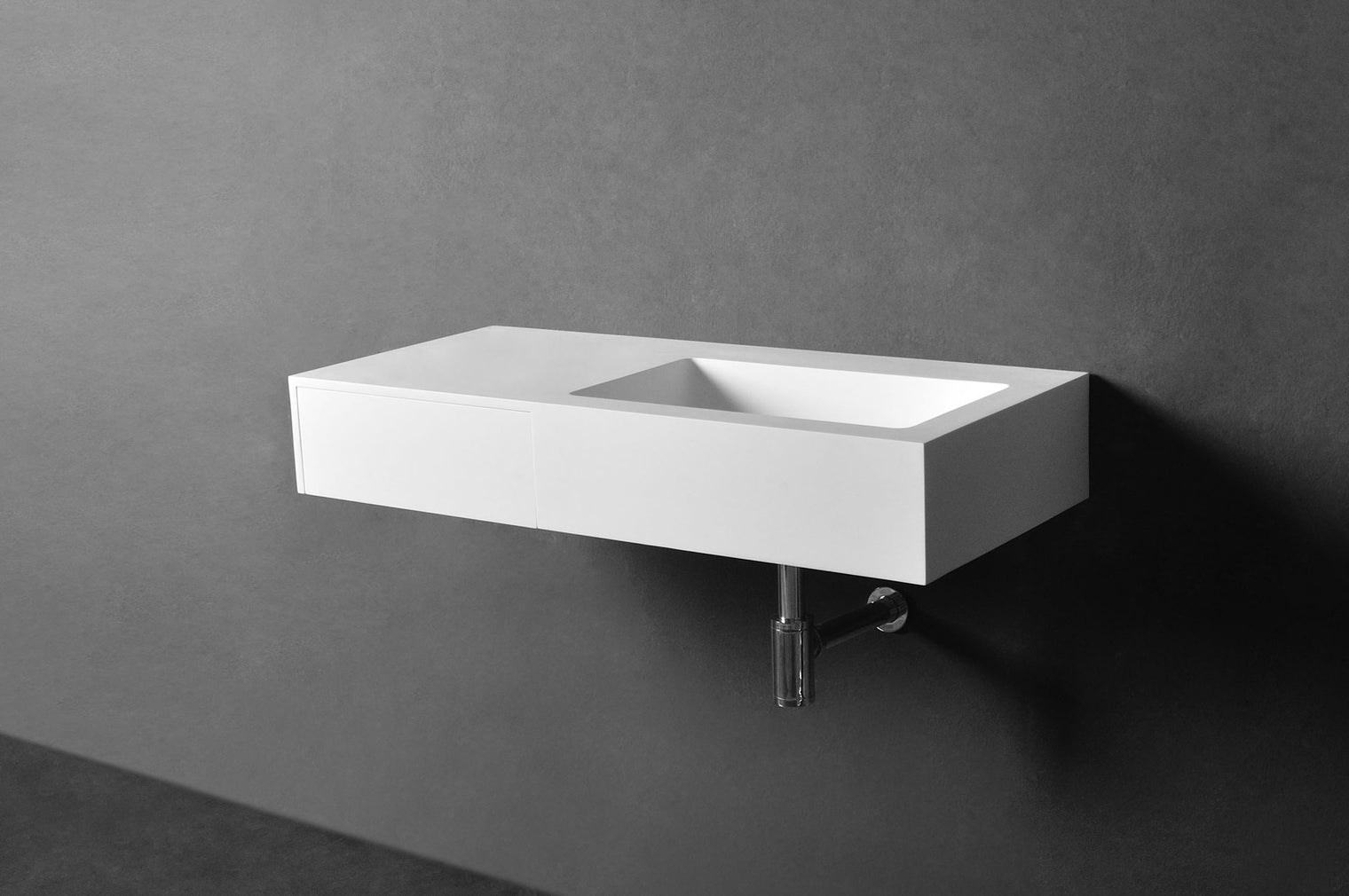 Vesta WM 90R w/Drawer-WALL MOUNT WASHBASINS-訂造一體無縫洗手盆,Tailor made Washbasins,waterbasin hk, 浴室物料,浴室裝修,訂造洗手盆,浴室翻新,Bathroomware ,Bespoke bathroom,浴室配件,訂造浴室潔具,訂造浴室傢俬,香港 浴室設計 公司,best custom bathroom furniture HK, Infinite Bath