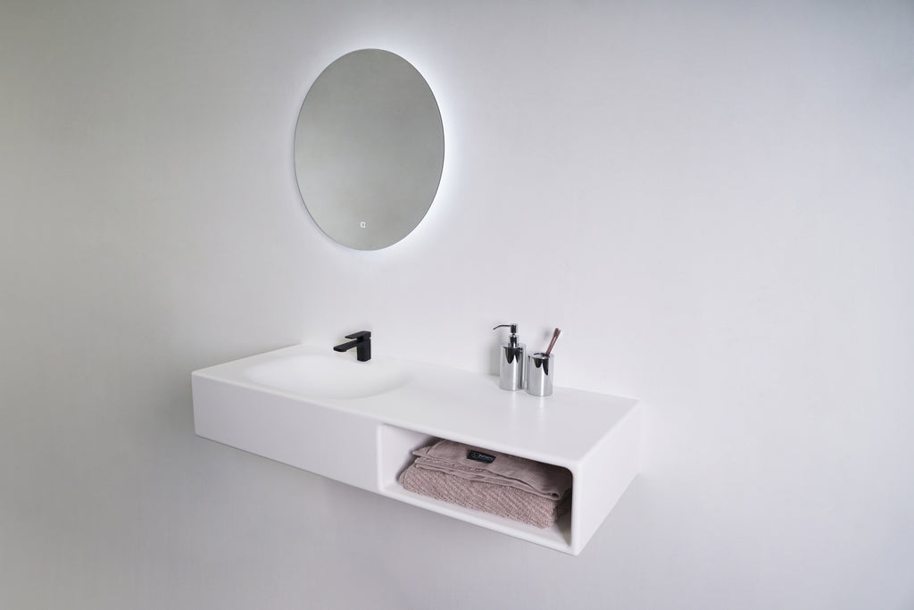 INFINITE | Spio WM 120L with Shelf | INFINITE Solid Surfaces