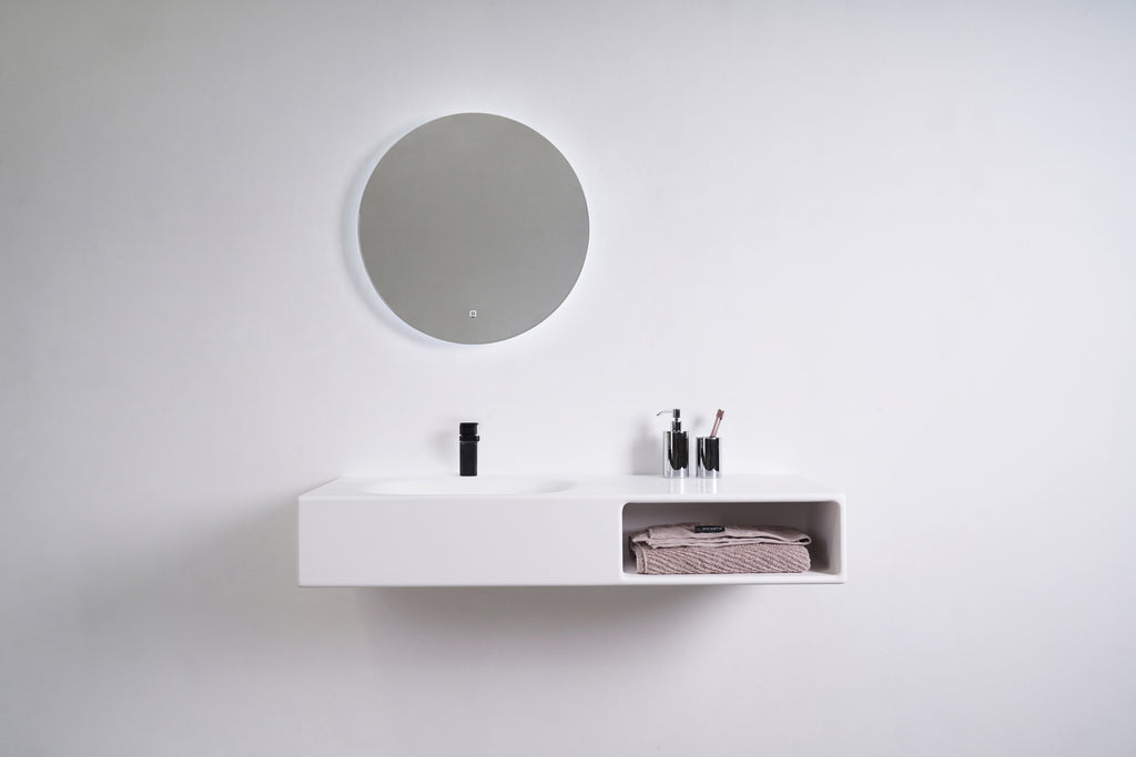 INFINITE | Spio WM 120L with Shelf | INFINITE Solid Surfaces