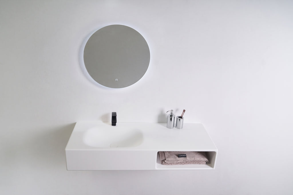 INFINITE | Spio WM 120L with Shelf | INFINITE Solid Surfaces