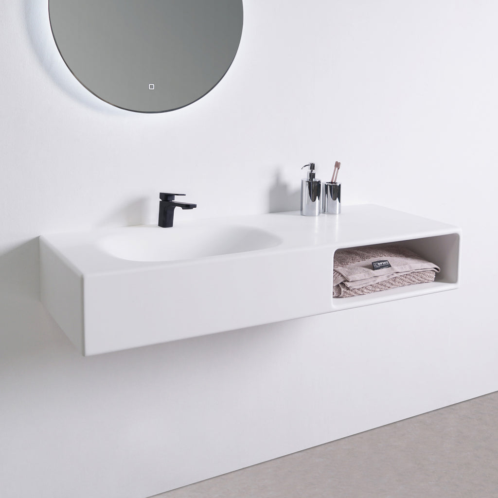 INFINITE | Spio WM 120L with Shelf | INFINITE Solid Surfaces