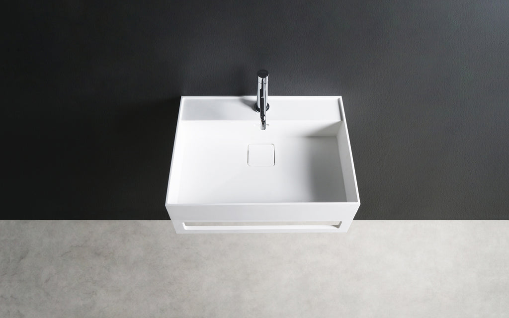 INFINITE | CUBE-X WM 50 with Towel Bar | Wall Mount Washbasin | INFINITE Solid Surfaces