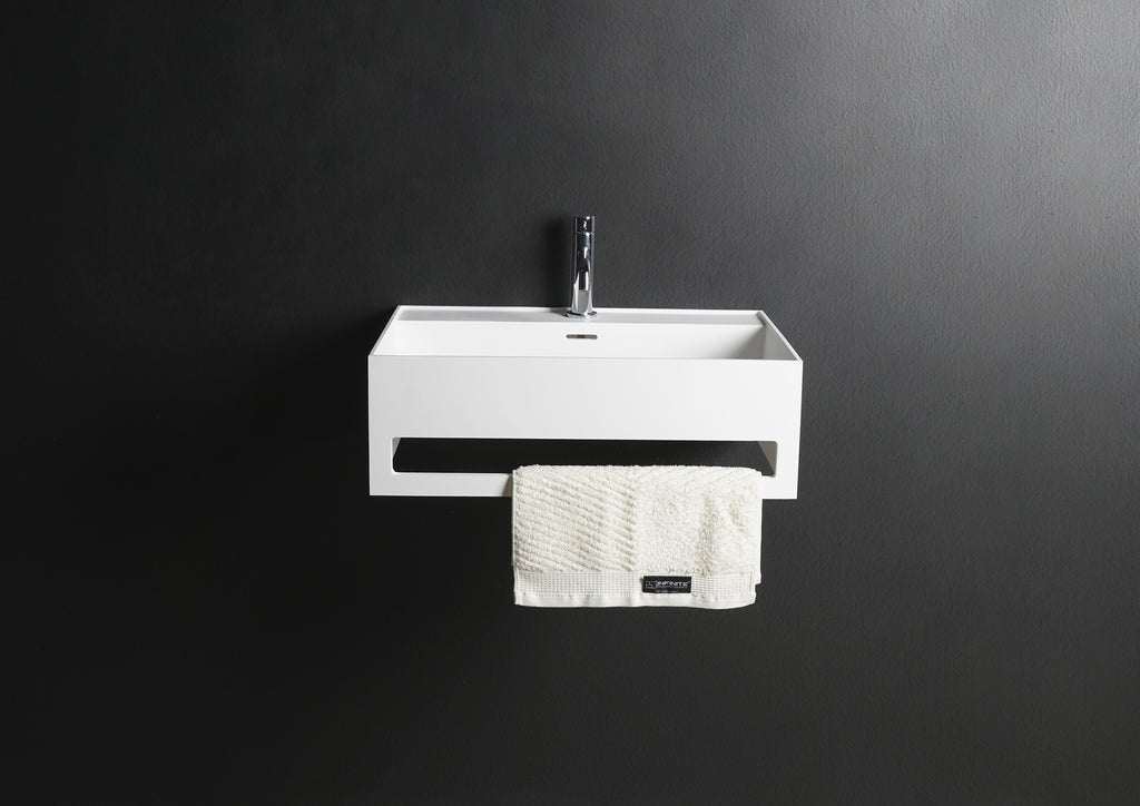 INFINITE | CUBE-X WM 60 with Towel Bar | Wall Mount Washbasin | INFINITE Solid Surfaces
