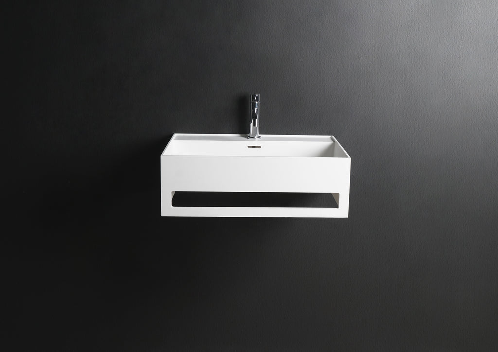 INFINITE | CUBE-X WM 60 with Towel Bar | Wall Mount Washbasin | INFINITE Solid Surfaces