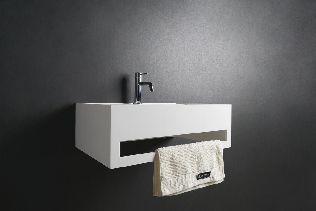 INFINITE | CUBE-X WM 60 with Towel Bar | Wall Mount Washbasin | INFINITE Solid Surfaces