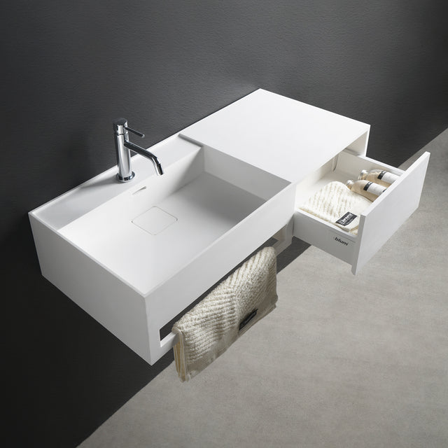 INFINITE | CUBE-X WM 90L with Drawer | Wall Mount Washbasin | INFINITE Solid Surfaces