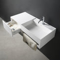 INFINITE | CUBE-X WM 90R with Drawer | Wall Mount Washbasin | INFINITE Solid Surfaces