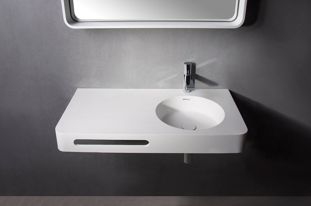 INFINITE | Cirque WM 90R | Wall Mount Washbasin | INFINITE Solid Surfaces