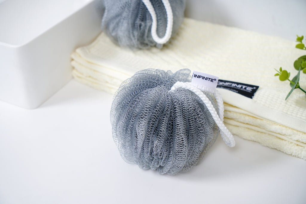 INFINITE | 588 Loofah-Charcoal Bath Sponge | Loofah-Charcoal