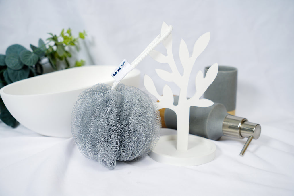 INFINITE | 588 Loofah-Charcoal Bath Sponge | Loofah-Charcoal