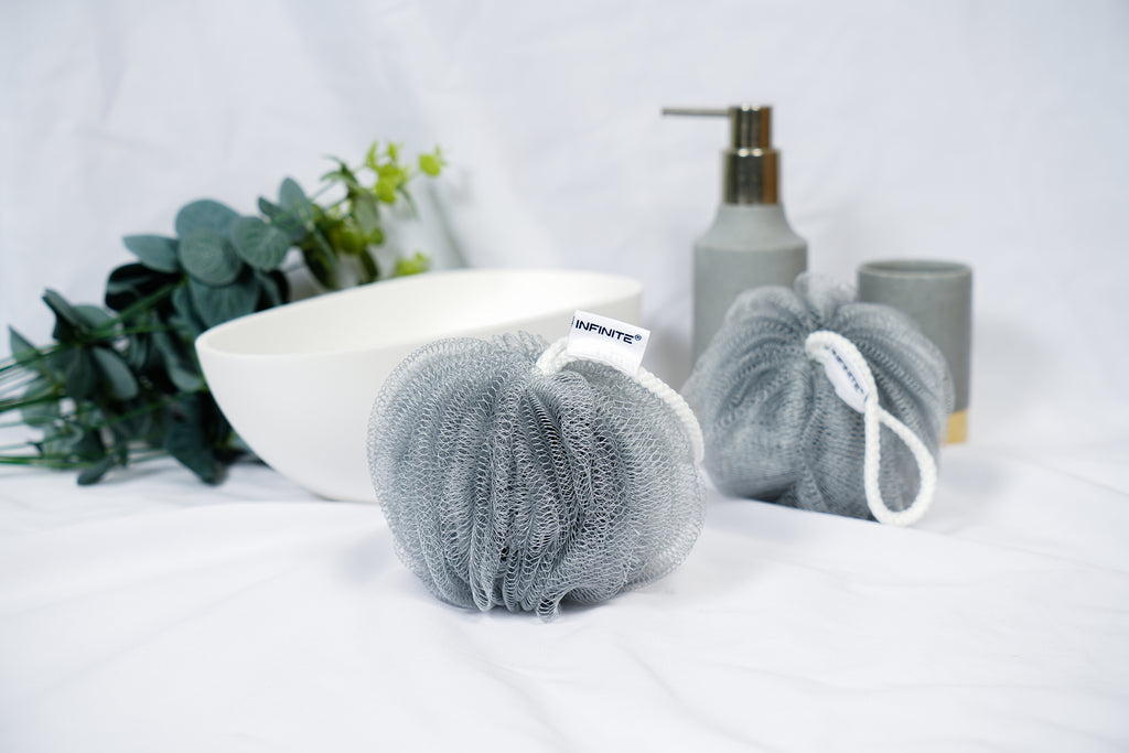 INFINITE | 588 Loofah-Charcoal Bath Sponge | Loofah-Charcoal
