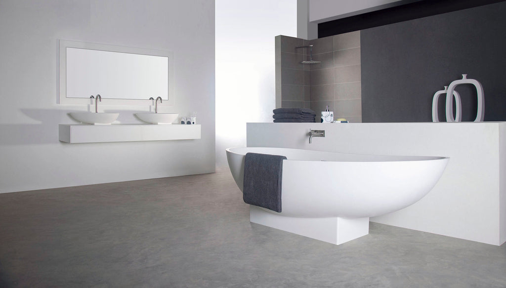 Firenze 180 Freestanding Designer Solid Surfaces Egg Bathtub Firenze系列1米8蛋型人造石設計師獨立式大浴缸採用特別溢水設計