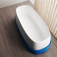 Fujisan 162 Freestanding Designer Solid Surfaces Bathtub 富士山系列1米6長型人造石設計師獨立式大浴缸採用特別溢水設計