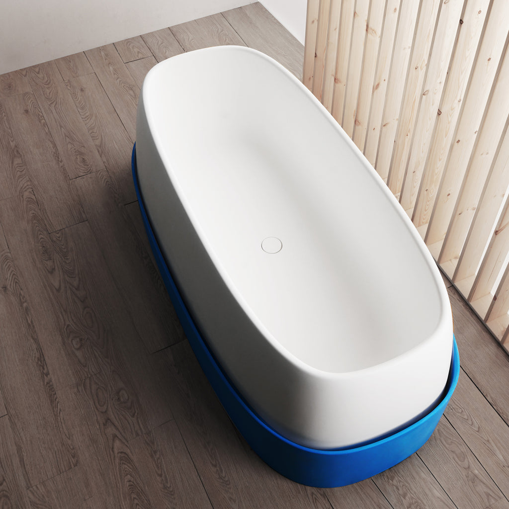 Fujisan 162 Freestanding Designer Solid Surfaces Bathtub 富士山系列1米6長型人造石設計師獨立式大浴缸採用特別溢水設計