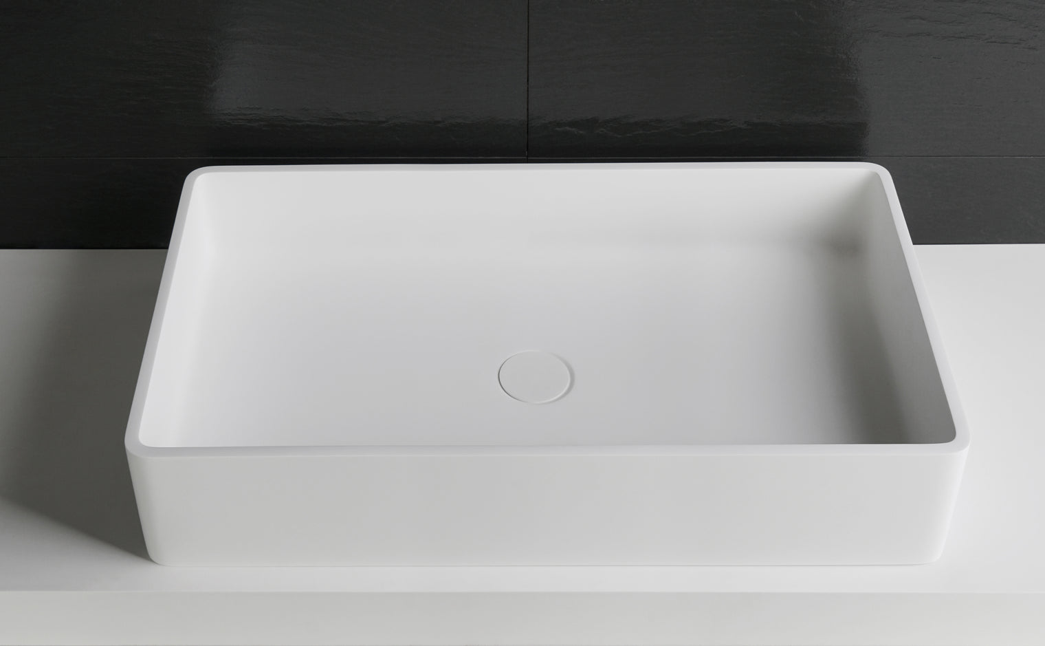 Super Thin Edge RR 70 Rectangle Solid Surfaces Overcounter Washbasin Super Thin Edge系列超薄邊70厘米長方型膚感人造石台上洗手盆